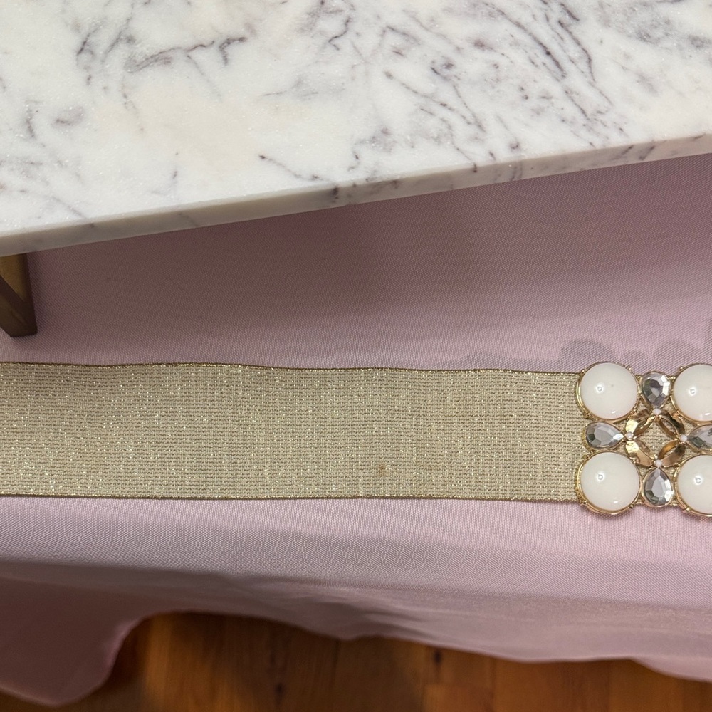 Lilly Pulitzer Jewel Gold and White Women's Belt - Picture 7 of 12